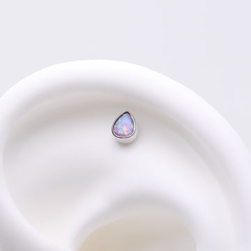Detail View 1 of Implant Grade Titanium OneFit Threadless Fire Opal Teardrop Top Part-Purple Opal
